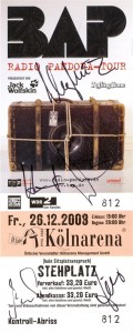 26. Dezember 2008: signierte Eintrittskarte, KölnArena