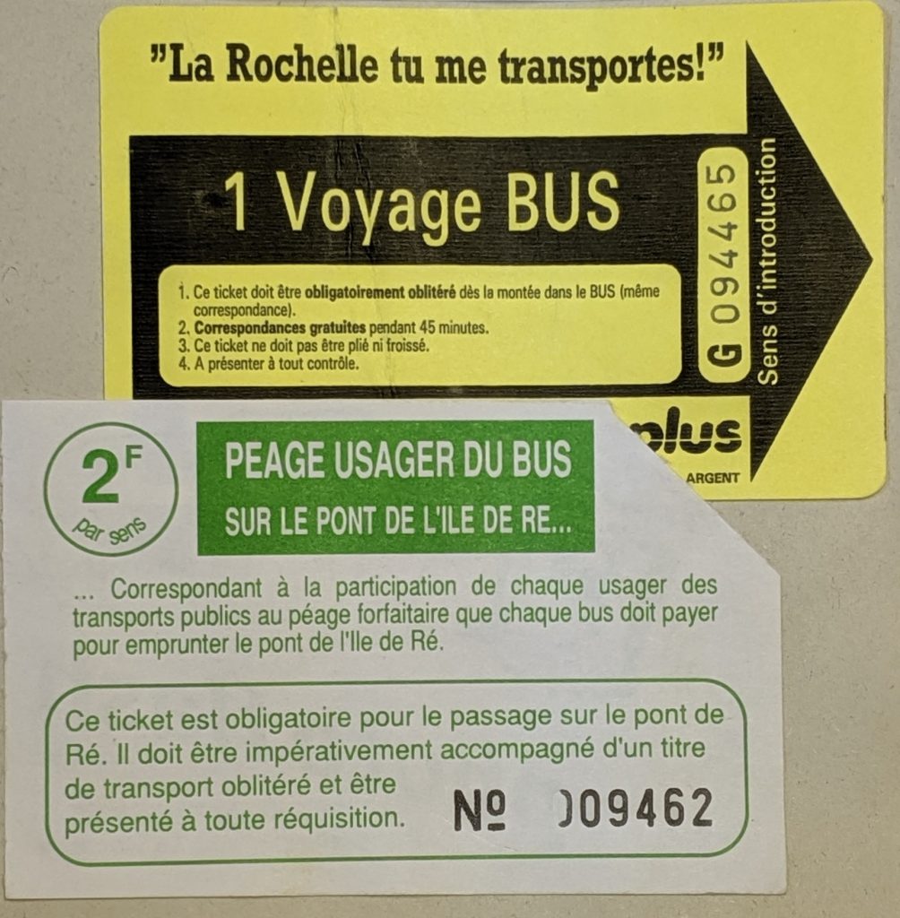 InterRail 1989: Bustickets aus La Rochelle