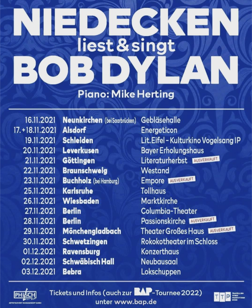 Niedecken liest & singt Bob Dylan (Nov. /Dez. 2021)
